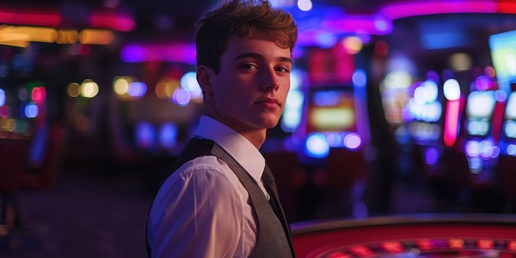 Meja Caribbean Stud Poker dengan dealer profesional dan tampilan kartu real-time di studio robax